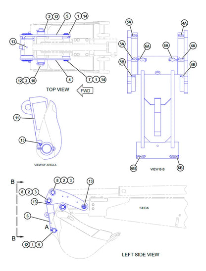 Kit Embuchamento Concha Traseira Retroescavadeira Caterpillar 416D - PINOS E BUCHAS.