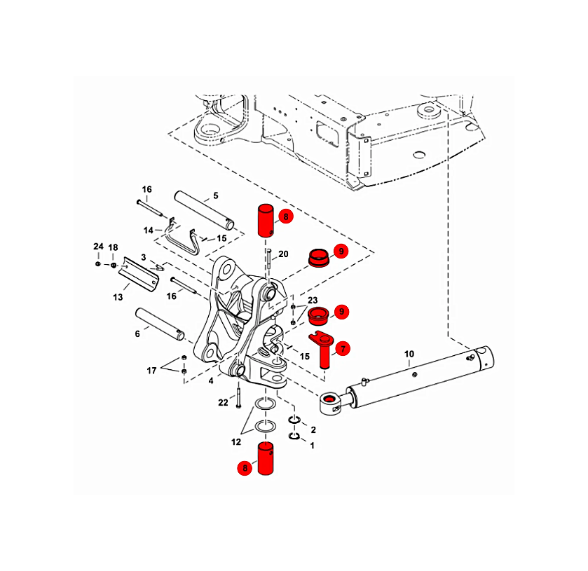 Kit Embuchamento - Pins e Buchas da Articulação Giro Mini Escavadeira BOBCAT E35.