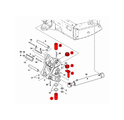 Kit Embuchamento - Pins e Buchas da Articulação Giro Mini Escavadeira BOBCAT E35.